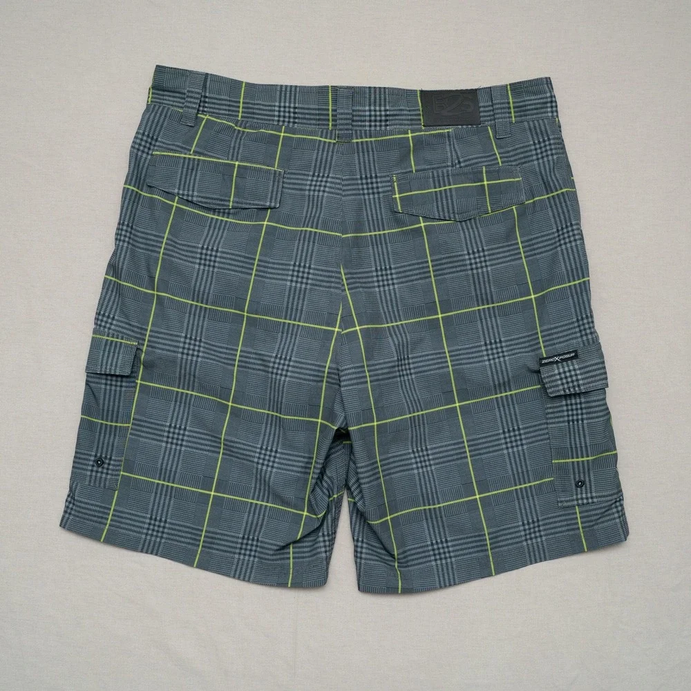 ZeroXposur‎ Beach 2 Street Hybrid Board / Swim Short Green Plaid Y2k Baggy Large